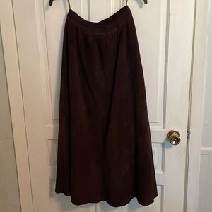 Chocolate brown a Line suede skirt elastic waist